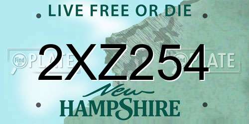 2XZ254 New Hampshire License Plate