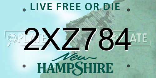 2XZ784 New Hampshire License Plate