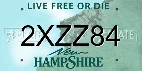 2XZZ84 New Hampshire License Plate