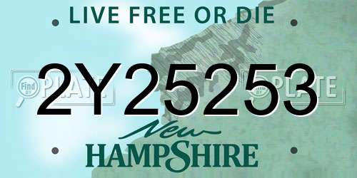 2Y25253 New Hampshire License Plate