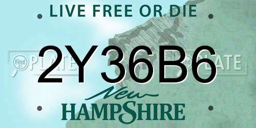 2Y36B6 New Hampshire License Plate