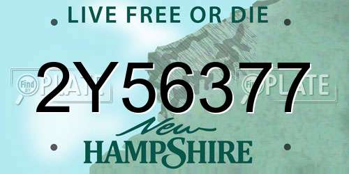 2Y56377 New Hampshire License Plate