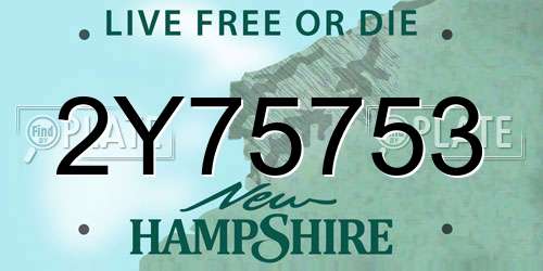 2Y75753 New Hampshire License Plate