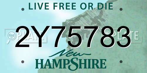 2Y75783 New Hampshire License Plate