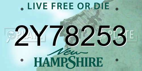 2Y78253 New Hampshire License Plate