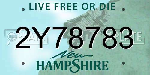 2Y78783 New Hampshire License Plate