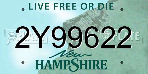 2Y99622 New Hampshire License Plate
