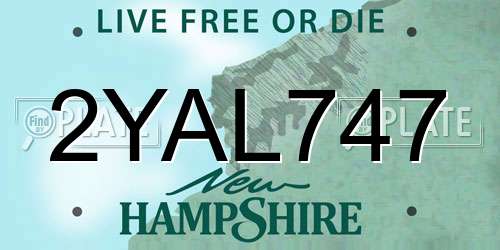 2YAL747 New Hampshire License Plate