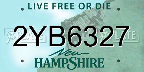 2YB6327 New Hampshire License Plate