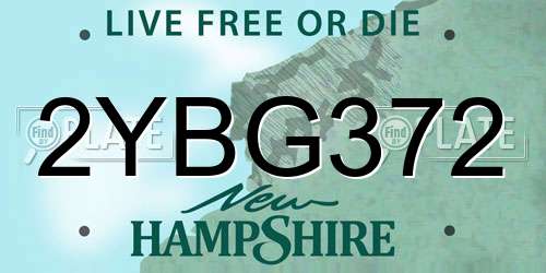 2YBG372 New Hampshire License Plate