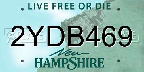 2YDB469 New Hampshire License Plate