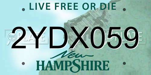 2YDX059 New Hampshire License Plate