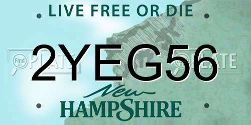 2YEG56 New Hampshire License Plate