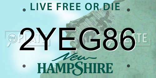 2YEG86 New Hampshire License Plate