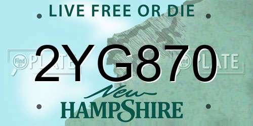 2YG870 New Hampshire License Plate