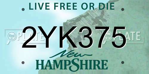 2YK375 New Hampshire License Plate