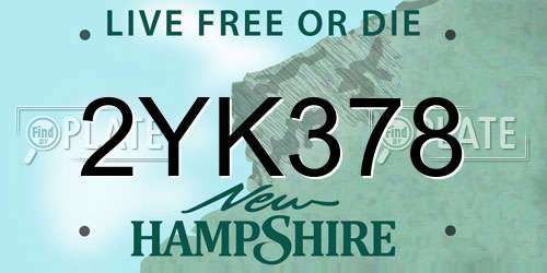 2YK378 New Hampshire License Plate