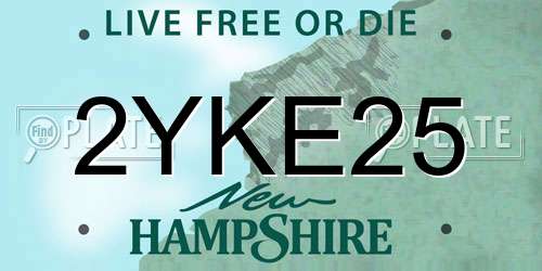 2YKE25 New Hampshire License Plate