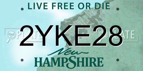 2YKE28 New Hampshire License Plate