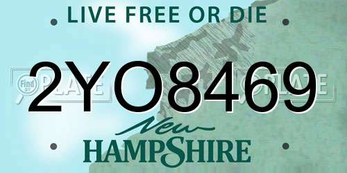 2YO8469 New Hampshire License Plate