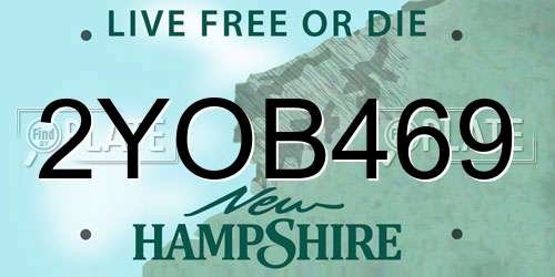 2YOB469 New Hampshire License Plate