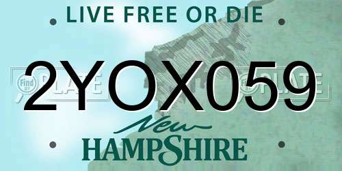 2YOX059 New Hampshire License Plate
