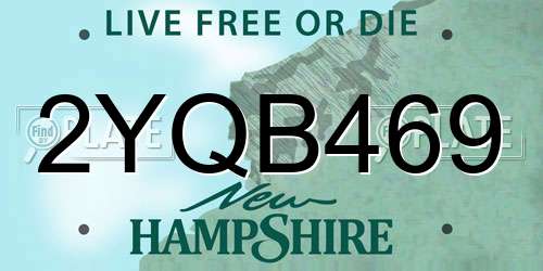2YQB469 New Hampshire License Plate