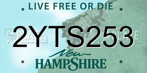 2YTS253 New Hampshire License Plate