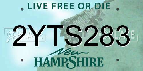 2YTS283 New Hampshire License Plate