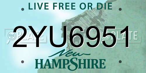 2YU6951 New Hampshire License Plate