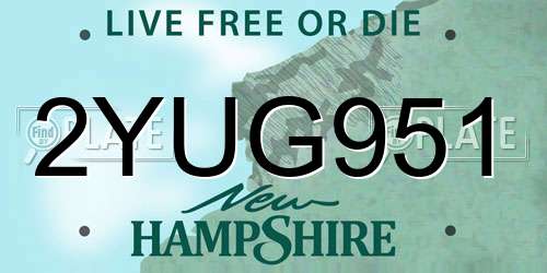 2YUG951 New Hampshire License Plate
