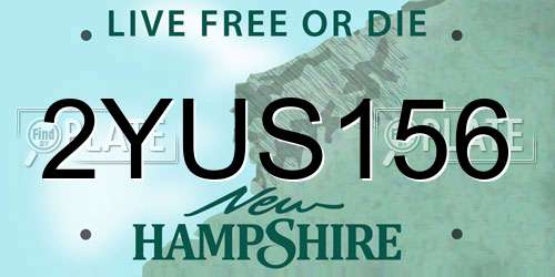 2YUS156 New Hampshire License Plate