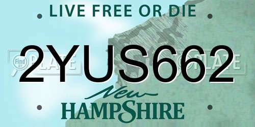 2YUS662 New Hampshire License Plate