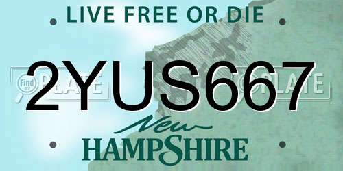 2YUS667 New Hampshire License Plate