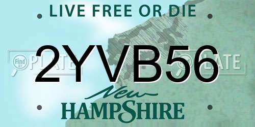 2YVB56 New Hampshire License Plate