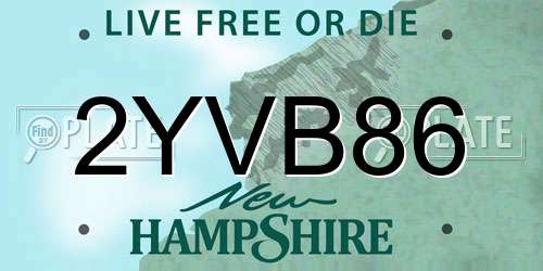 2YVB86 New Hampshire License Plate