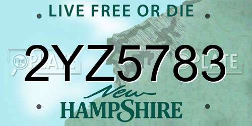 2YZ5783 New Hampshire License Plate