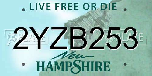 2YZB253 New Hampshire License Plate