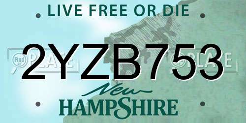2YZB753 New Hampshire License Plate