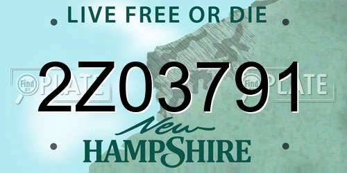 2Z03791 New Hampshire License Plate