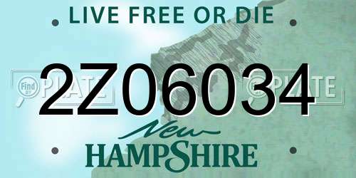 2Z06034 New Hampshire License Plate