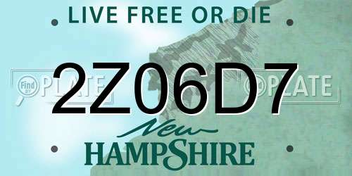 2Z06D7 New Hampshire License Plate
