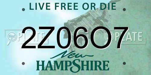 2Z06O7 New Hampshire License Plate