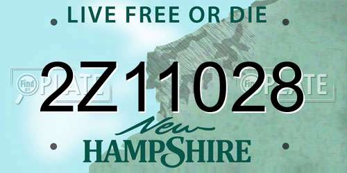 2Z11028 New Hampshire License Plate