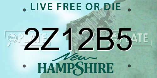 2Z12B5 New Hampshire License Plate