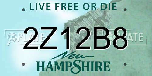 2Z12B8 New Hampshire License Plate