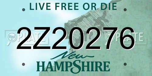 2Z20276 New Hampshire License Plate