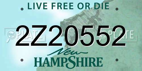 2Z20552 New Hampshire License Plate