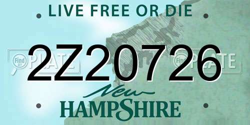 2Z20726 New Hampshire License Plate