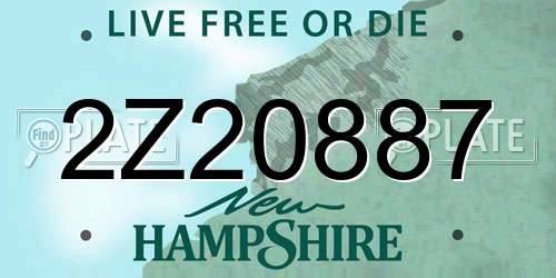 2Z20887 New Hampshire License Plate